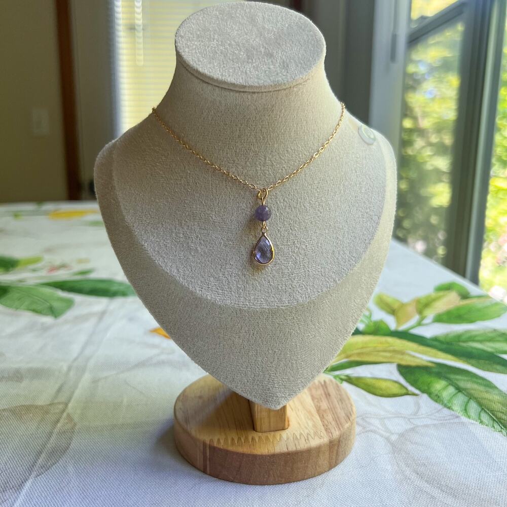 Lavender Amethyst Minimalist Teardrop Grape Fruit Purple Power Casual Necklace